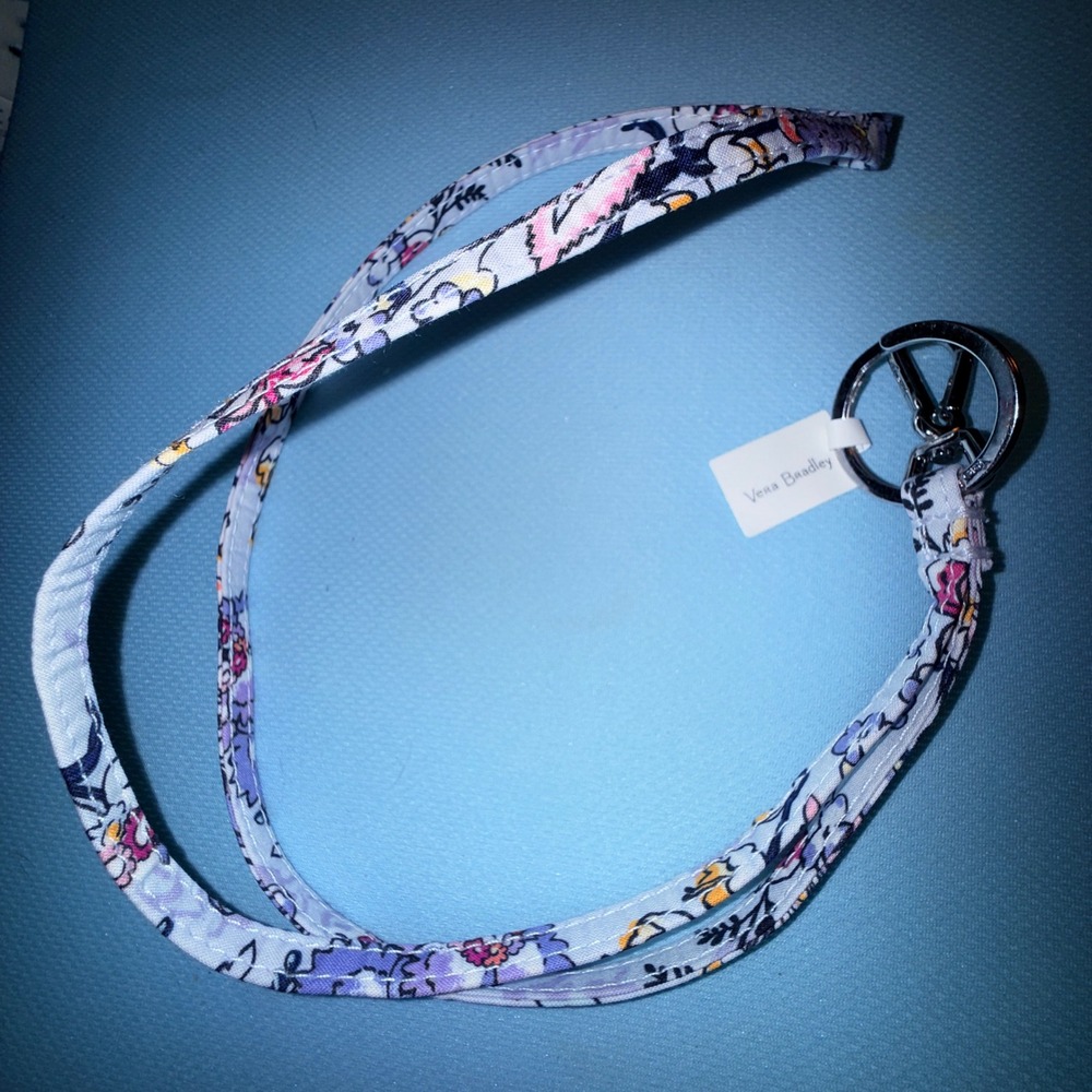 Vera Bradley Iconic Lanyard NEW Hummingbird Park Floral Blue Pink